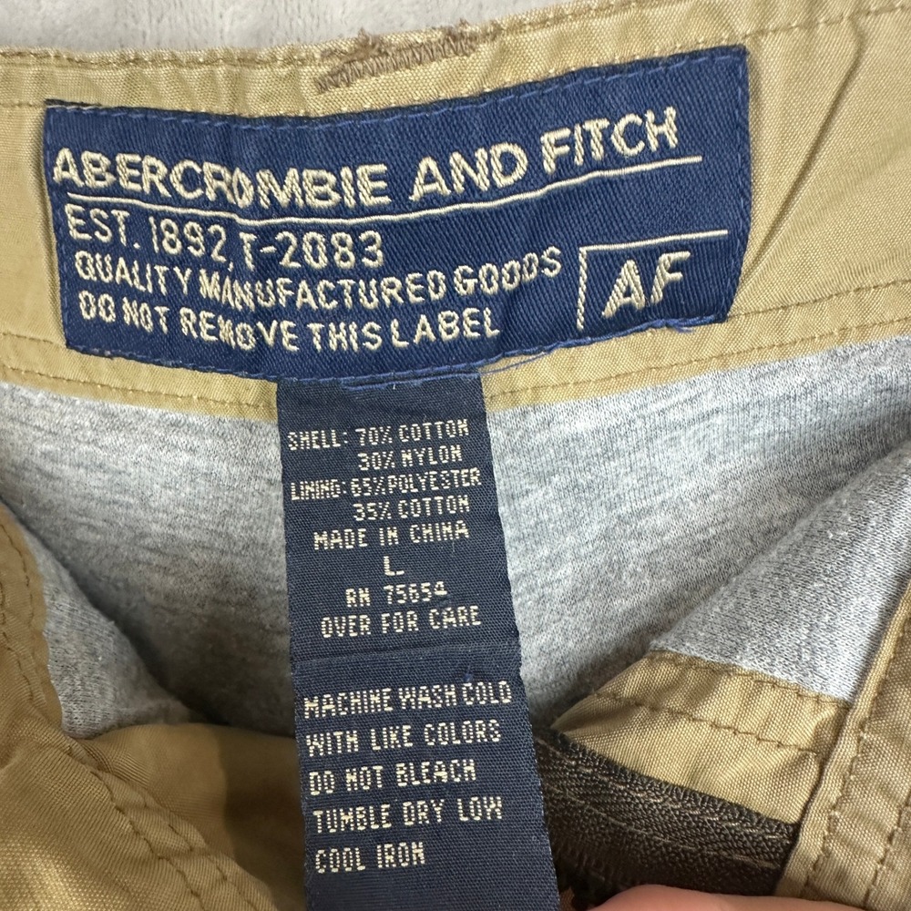 Abercrombie and Fitch Mens Khaki Cargo Pants L Relaxed Fit Tactical Gorpcore Tan - Picture 2 of 9